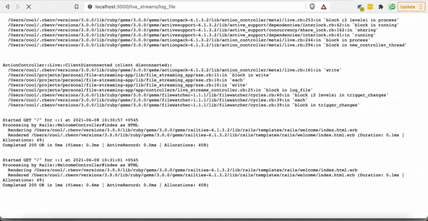 Stream only changed lines from log file